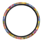 Rainbow Plaid Pattern Print Car Steering Wheel Cover