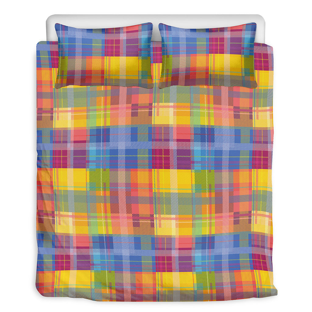 Rainbow Plaid Pattern Print Duvet Cover Bedding Set