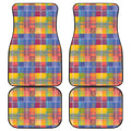 Rainbow Plaid Pattern Print Front and Back Car Floor Mats