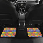 Rainbow Plaid Pattern Print Front and Back Car Floor Mats