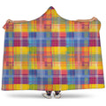Rainbow Plaid Pattern Print Hooded Blanket