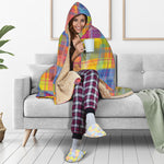 Rainbow Plaid Pattern Print Hooded Blanket