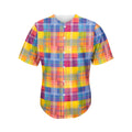Rainbow Plaid Pattern Print Men's Baseball Jersey