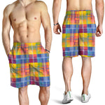Rainbow Plaid Pattern Print Men's Shorts