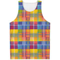 Rainbow Plaid Pattern Print Men's Tank Top
