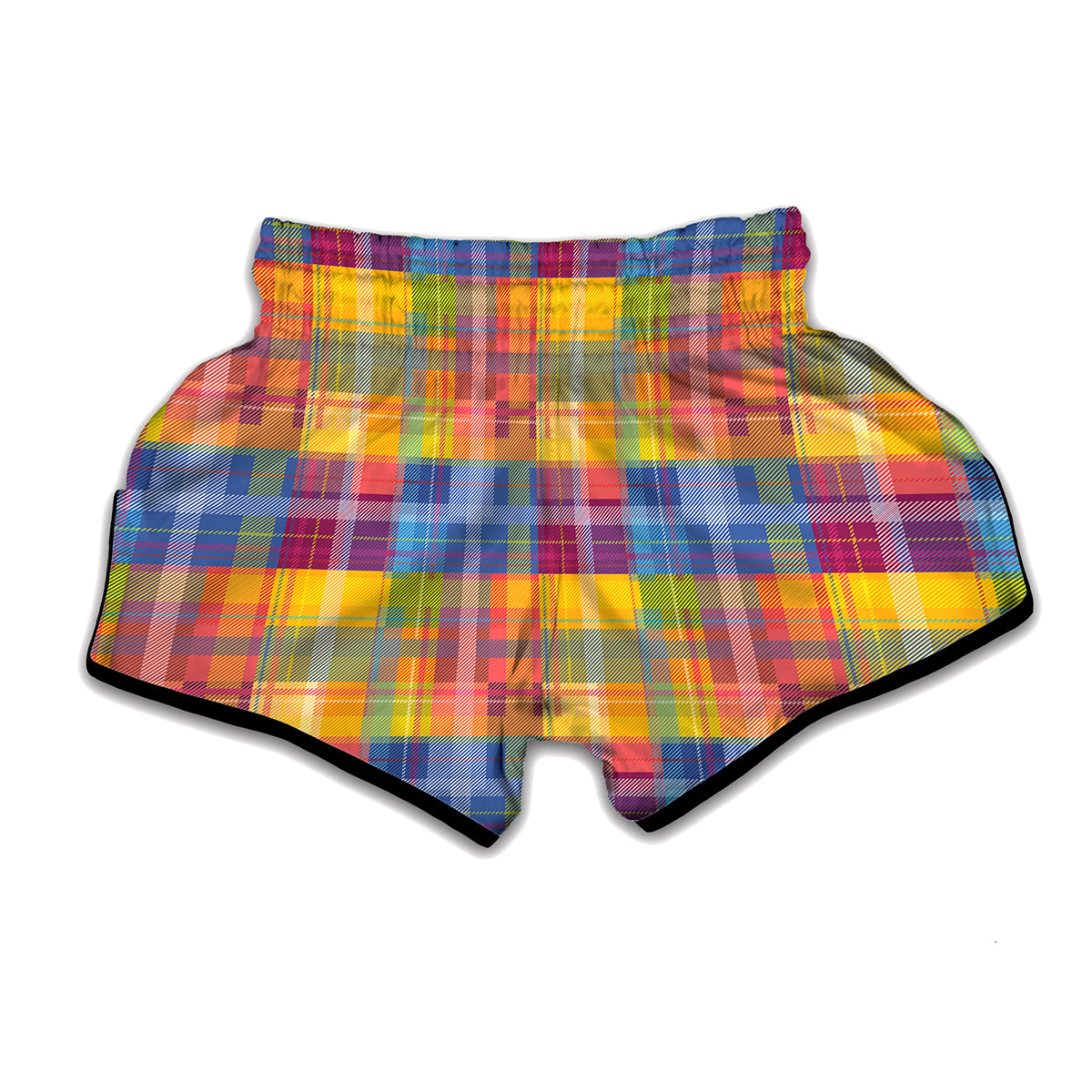 Rainbow Plaid Pattern Print Muay Thai Boxing Shorts