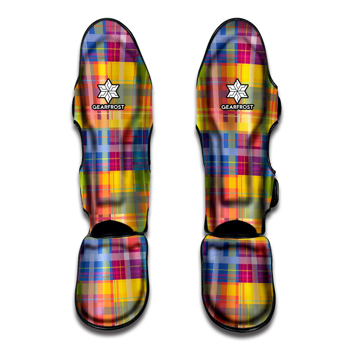 Rainbow Plaid Pattern Print Muay Thai Shin Guard