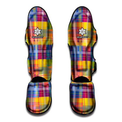 Rainbow Plaid Pattern Print Muay Thai Shin Guard