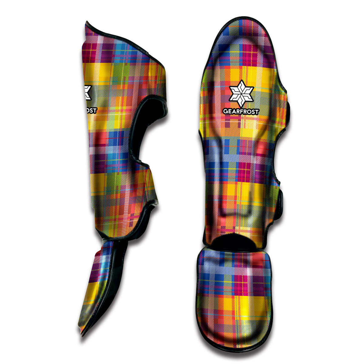 Rainbow Plaid Pattern Print Muay Thai Shin Guard