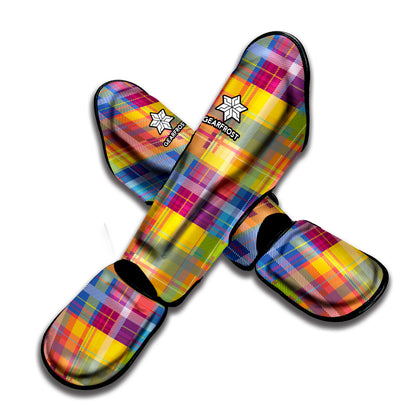 Rainbow Plaid Pattern Print Muay Thai Shin Guard