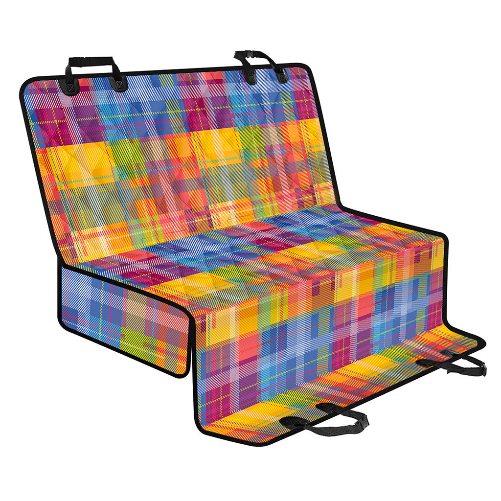 Rainbow Plaid Pattern Print Pet Car Back Seat Cover