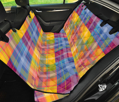 Rainbow Plaid Pattern Print Pet Car Back Seat Cover