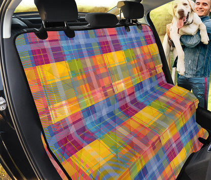 Rainbow Plaid Pattern Print Pet Car Back Seat Cover