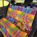 Rainbow Plaid Pattern Print Pet Car Back Seat Cover