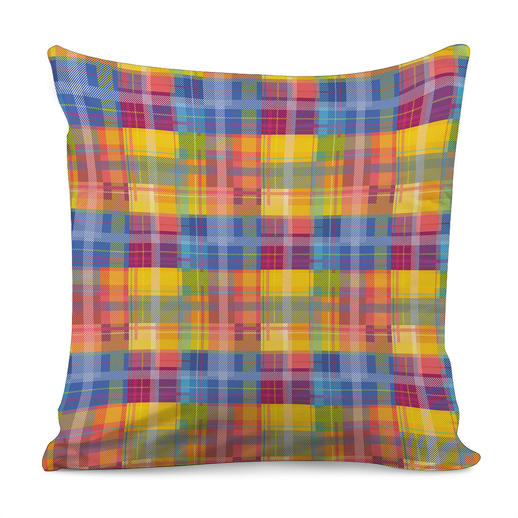 Rainbow Plaid Pattern Print Pillow Cover