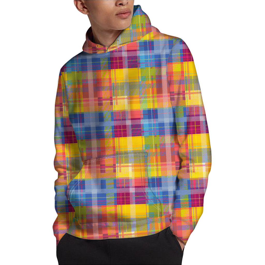 Rainbow Plaid Pattern Print Pullover Hoodie