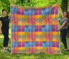 Rainbow Plaid Pattern Print Quilt