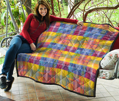 Rainbow Plaid Pattern Print Quilt