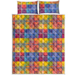 Rainbow Plaid Pattern Print Quilt Bed Set