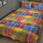 Rainbow Plaid Pattern Print Quilt Bed Set