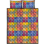 Rainbow Plaid Pattern Print Quilt Bed Set