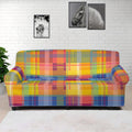 Rainbow Plaid Pattern Print Sofa Cover