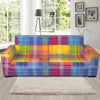 Rainbow Plaid Pattern Print Sofa Slipcover