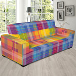 Rainbow Plaid Pattern Print Sofa Slipcover