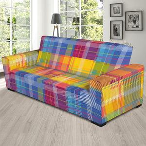 Rainbow Plaid Pattern Print Sofa Slipcover