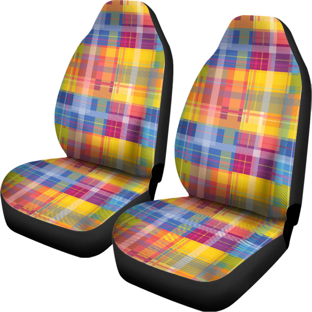 Rainbow Plaid Pattern Print Universal Fit Car Seat Covers