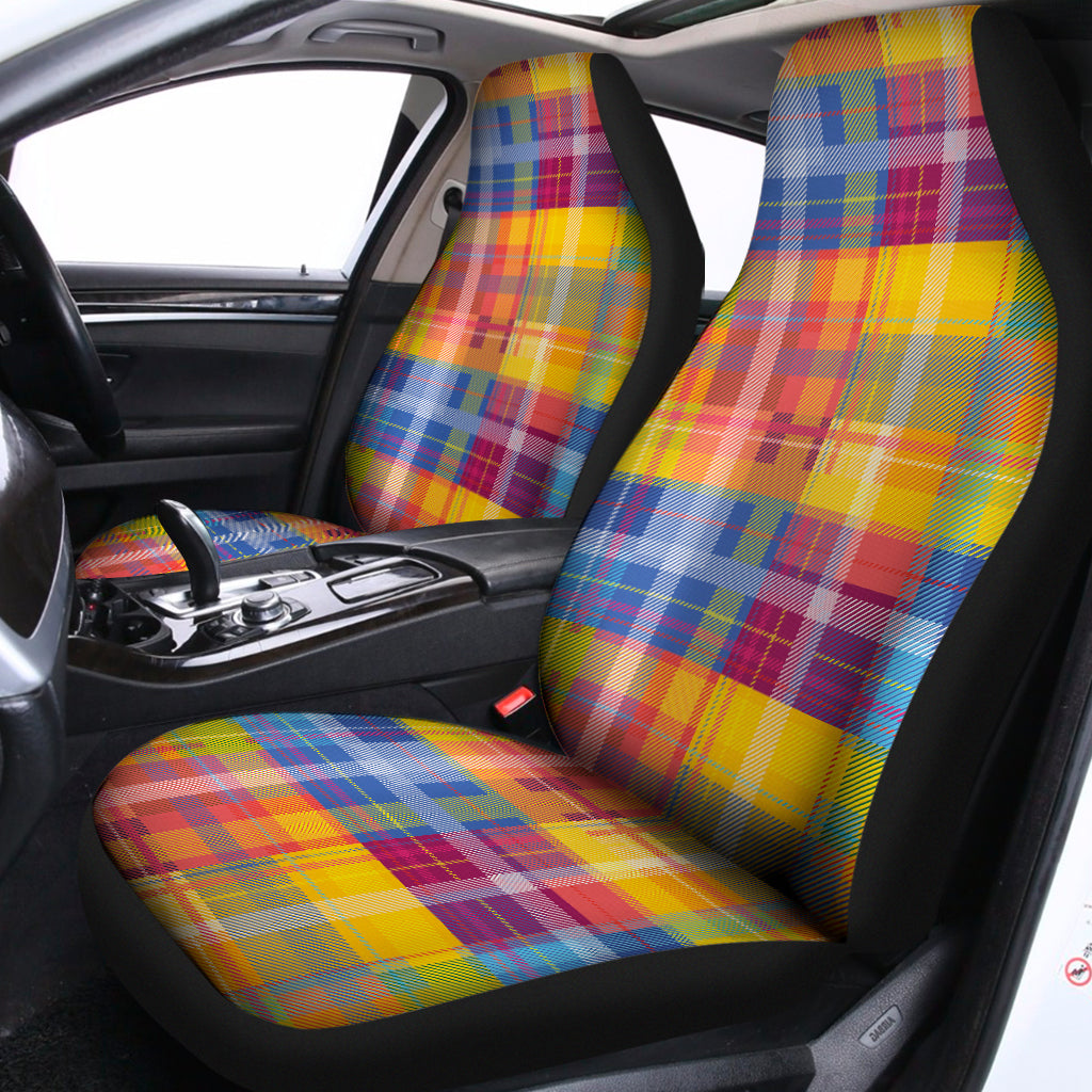 Rainbow Plaid Pattern Print Universal Fit Car Seat Covers