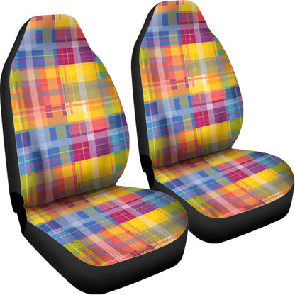 Rainbow Plaid Pattern Print Universal Fit Car Seat Covers