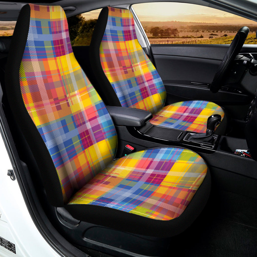 Rainbow Plaid Pattern Print Universal Fit Car Seat Covers