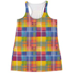 Rainbow Plaid Pattern Print Women's Racerback Tank Top