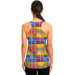 Rainbow Plaid Pattern Print Women's Racerback Tank Top