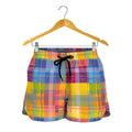 Rainbow Plaid Pattern Print Women's Shorts