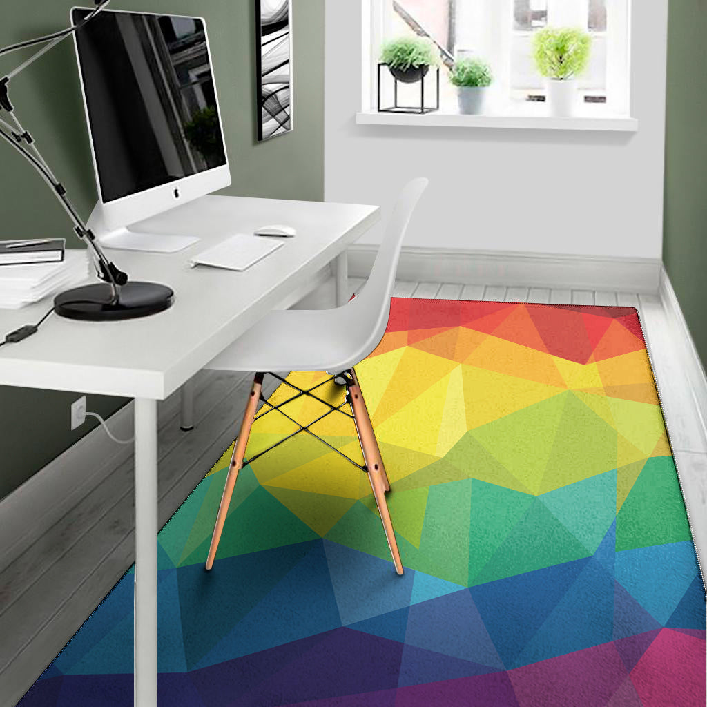Rainbow Polygonal Geometric Print Area Rug