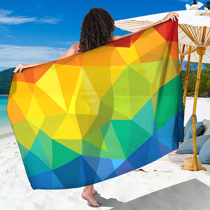 Rainbow Polygonal Geometric Print Beach Sarong Wrap