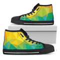 Rainbow Polygonal Geometric Print Black High Top Sneakers