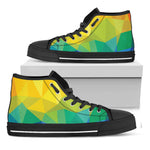 Rainbow Polygonal Geometric Print Black High Top Shoes