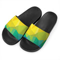 Rainbow Polygonal Geometric Print Black Slide Sandals
