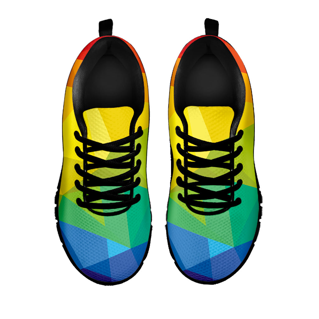 Rainbow Polygonal Geometric Print Black Sneakers