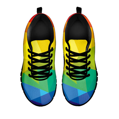 Rainbow Polygonal Geometric Print Black Sneakers
