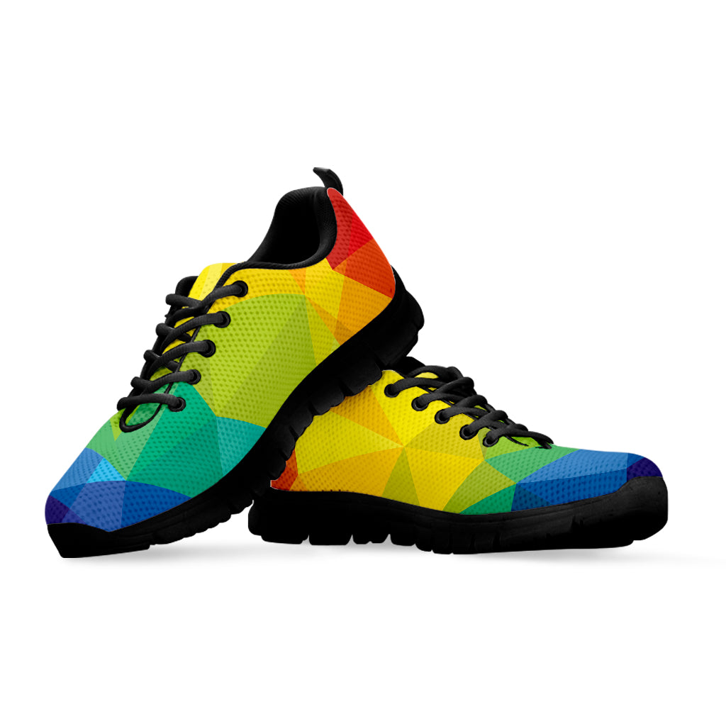 Rainbow Polygonal Geometric Print Black Sneakers