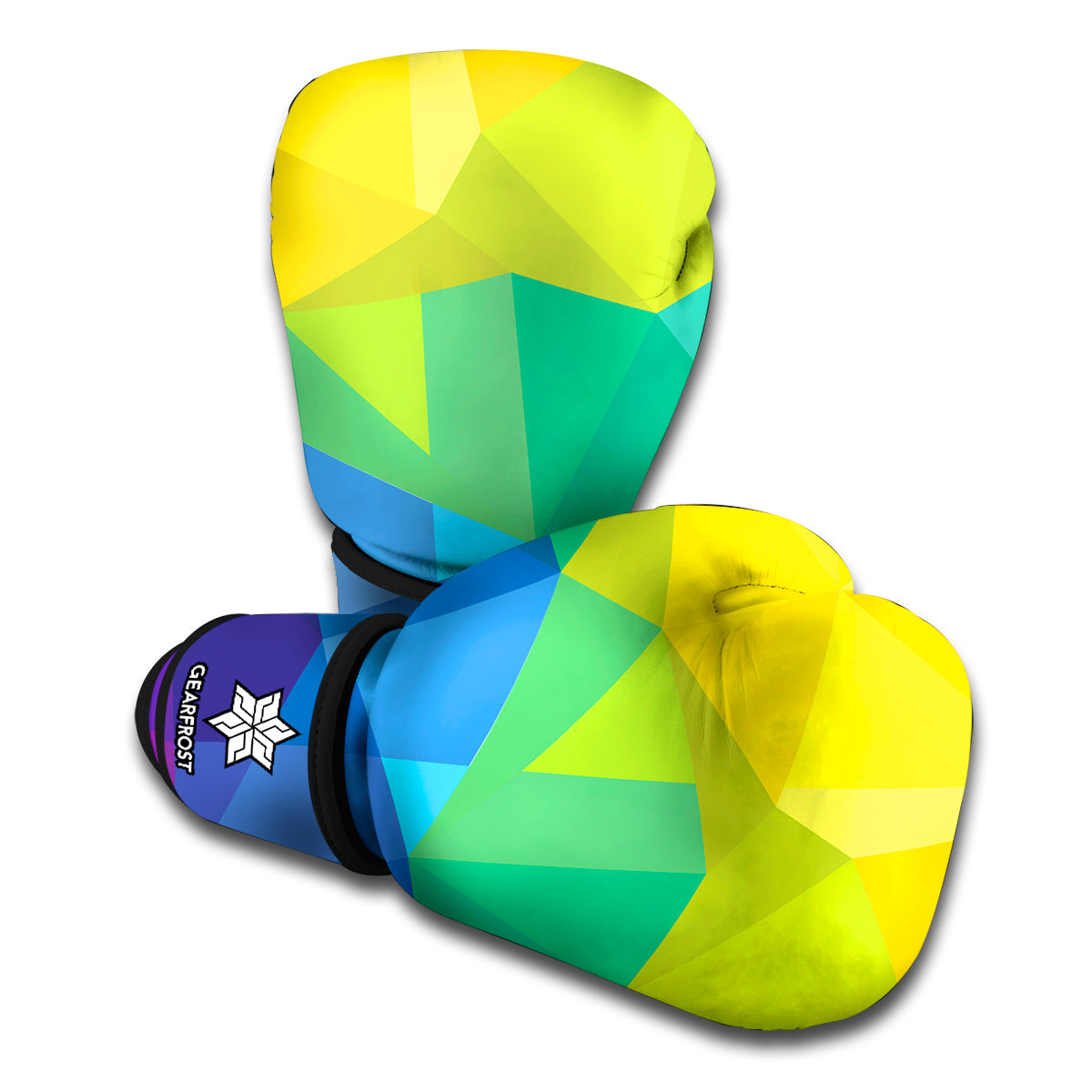 Rainbow Polygonal Geometric Print Boxing Gloves