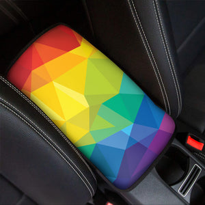 Rainbow Polygonal Geometric Print Car Center Console Cover