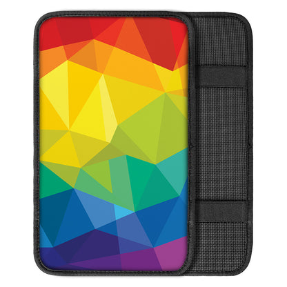 Rainbow Polygonal Geometric Print Car Center Console Cover