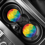 Rainbow Polygonal Geometric Print Car Coasters