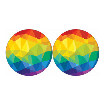 Rainbow Polygonal Geometric Print Car Coasters