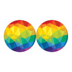 Rainbow Polygonal Geometric Print Car Coasters